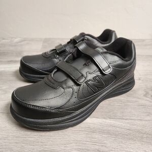 New Balance WW577 Black Shoes Walking 9.5 Hook & Loop Oxford‎ Leather Strobel